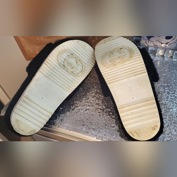 Authentic Gucci Interlocking G Eileen Teddy Shearling Slides SZ 10 - Picture 3 of 16